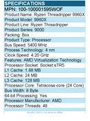 AMD 100-100001595WOF Ryzen Threadripper 9000 9960X Tetracosa-core - Processor