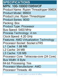 AMD 100-100001595WOF Ryzen Threadripper 9000 9960X Tetracosa-core - Processor