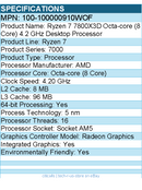 AMD 100-100000910WOF Ryzen 7 7000 7800X3D Octa-core (8 Core) 4.20 GHz Processor