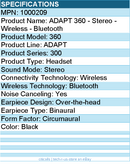 EPOS 1000209 ADAPT 360 - Stereo - Wireless - Bluetooth - Over-the-head