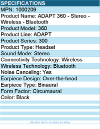 EPOS 1000209 ADAPT 360 - Stereo - Wireless - Bluetooth - Over-the-head