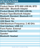 EPOS 1000227 BTD 800 USB ML BTD 800 USB - Bluetooth Adapter - USB 2.0