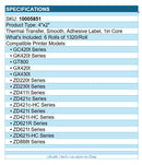 Zebra 10005851 6/Pk 4"x2" Thermal Trans Adhesive Label Smooth Paper 1320/Roll