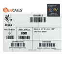 Zebra 10005852 4" x 3" Thermal Transfer Label Z-Perform 2000T 890/Roll 6Rolls
