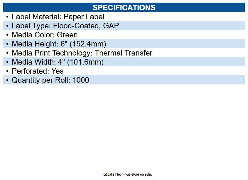Zebra 10006208-2 Z-perform 2000t Paper Labels Green - 4" X 6" - Thermal Transfer