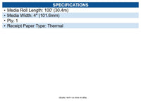 Zebra 10006224 Z-perform 1000d Receipt Paper White 4" X 100ft. - Direct Thermal