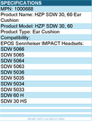 EPOS 1000688 HZP SDW 30, 60 Ear Cushion for EPOS Sennheiser IMPACT Headsets