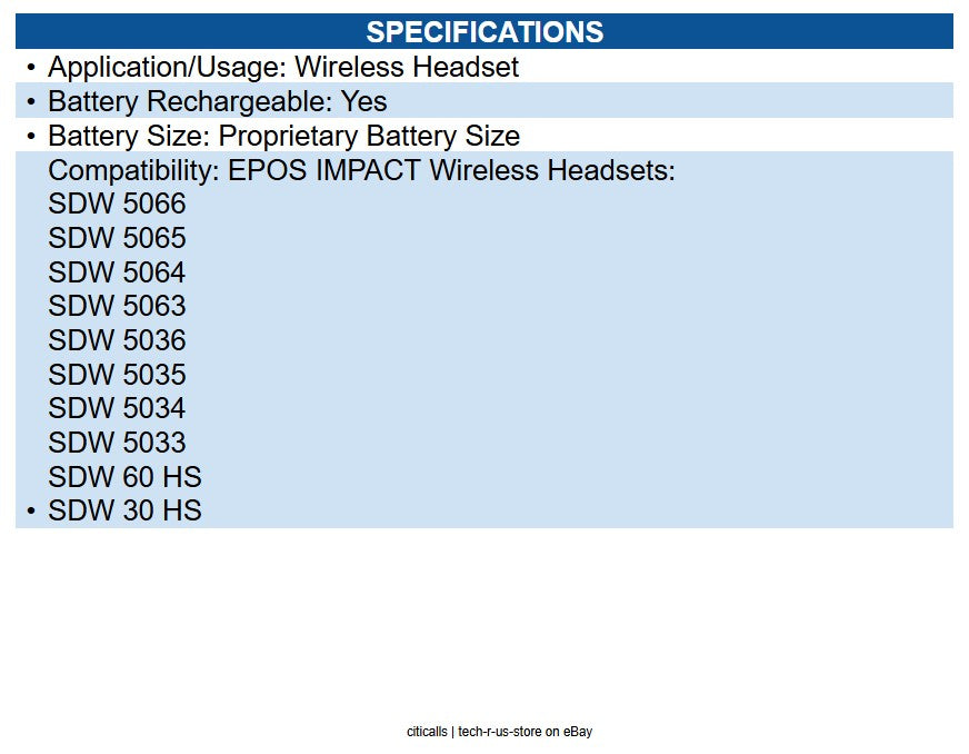 EPOS 1000807 Spare battery for SDW 30 HS and SDW 60 HS