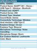 EPOS 1000897 ADAPT 261 - Stereo - USB Type C - Wireless - Bluetooth