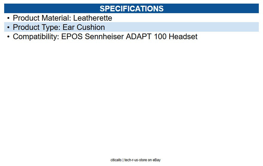 EPOS 1000912 ADAPT 100 / C10 Leatherette Earpads