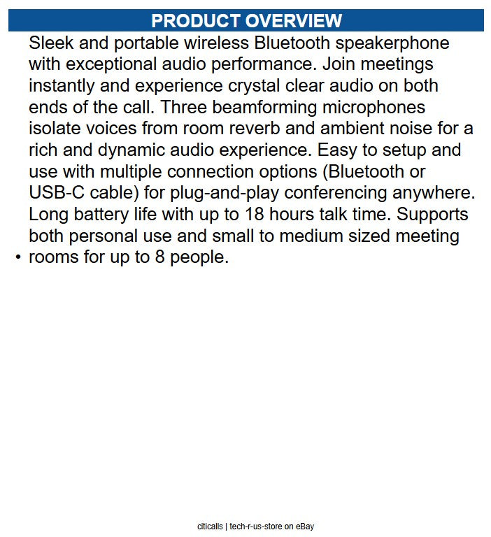 EPOS 1000937 Portable Bluetooth Speakerphone Black, Gray