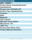 EPOS 1000937 Portable Bluetooth Speakerphone - Black, Gray