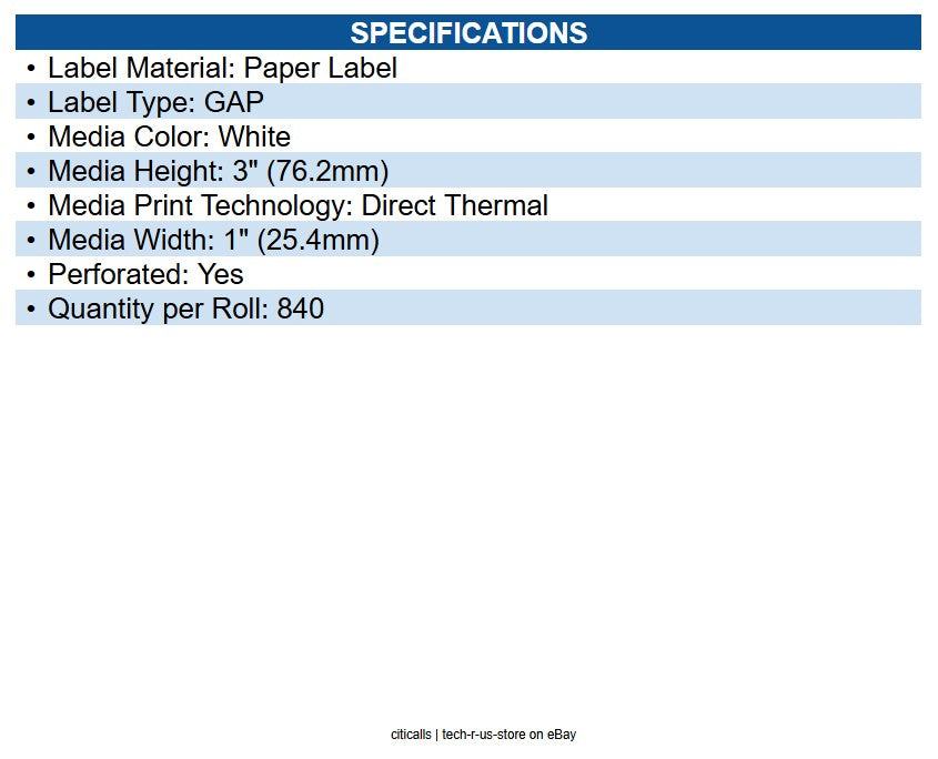 Zebra 10010036 Z-select 4000d Paper Labels Bright White 1" X 3" Direct Thermal