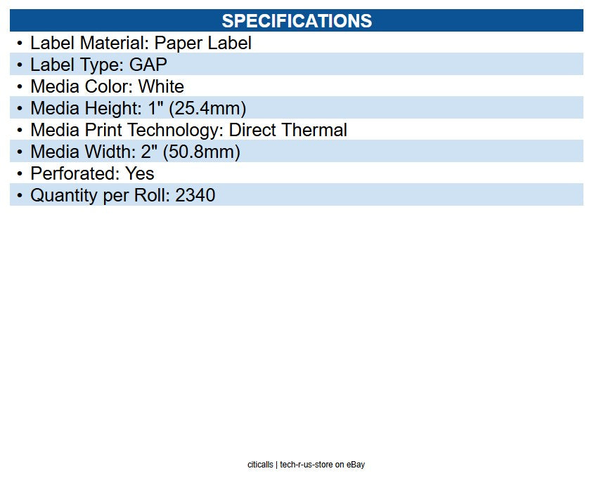 Zebra 10010039 Z-select 4000d Paper Labels Bright White 2" X 1" Direct Thermal
