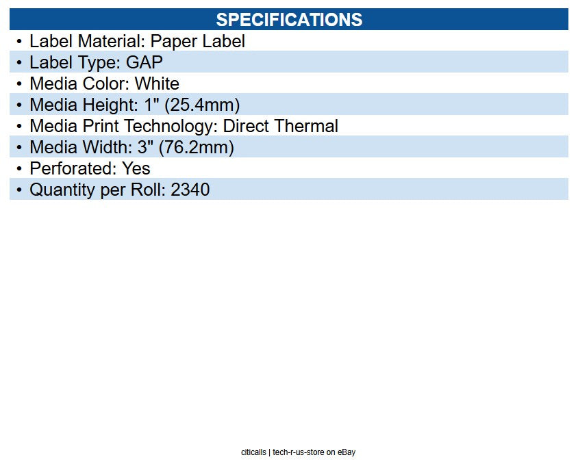 Zebra 10010043 Z-select 4000d Paper Labels Bright White 3" X 1" Direct Thermal