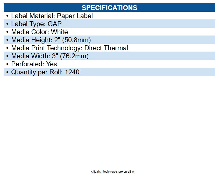 Zebra 10010044 Z-select 4000d Paper Labels Bright White 3" X 2" Direct Thermal