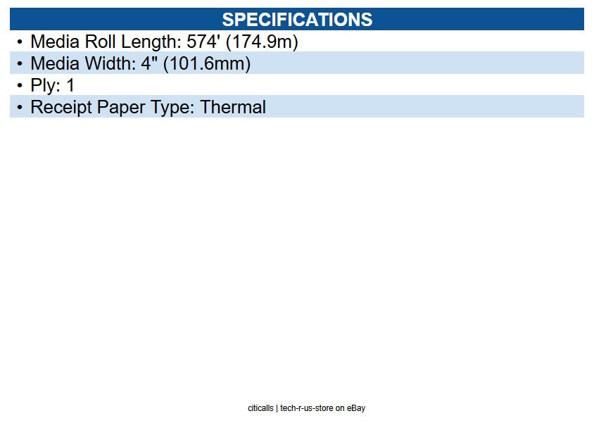 Zebra 10010058 Z-perform 1000d Print Receipt Paper White - 4" X 574ft. - 2.4mil
