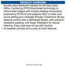 EPOS 1001138 IMPACT 1060T Headset Stereo Wireless Bluetooth - On-ear - Binaural