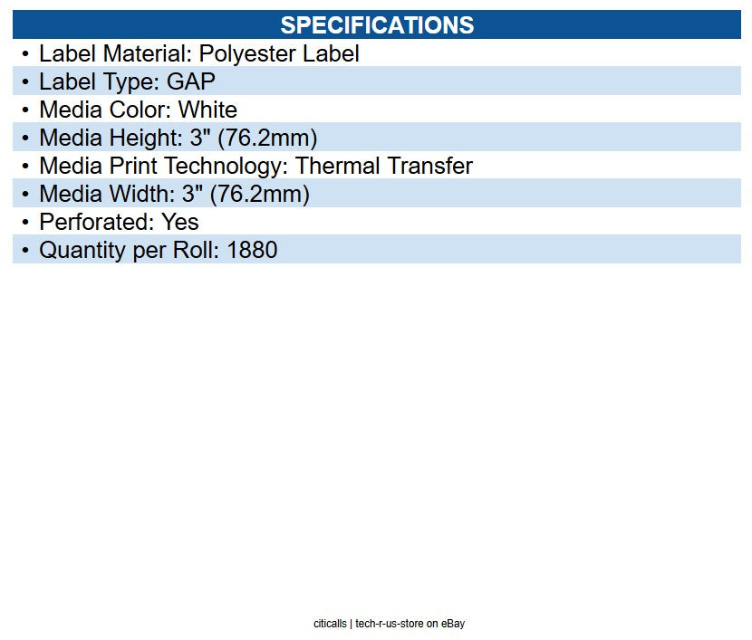 Zebra 10011704 Z-ultimate 3000t Paper Labels White - 3" X 3" - Thermal Transfer