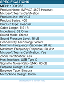 EPOS 1001253 IMPACT 460T Headset - Microsoft Teams Certification - Stereo