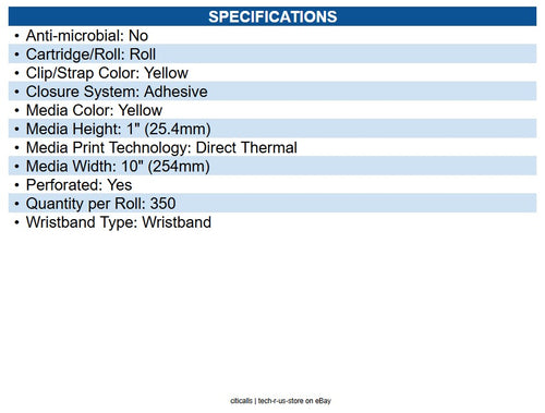 Zebra 10012718-2 Wristband, Polypropylene, 1x10in (25.4x254mm); Direct thermal