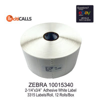 Zebra 10015340 Label Paper 2.25"x0.75" Direct Thermal Z-Select 4000D White 12/BX