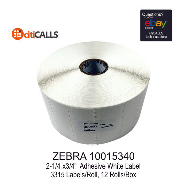 Zebra 10015340 Label Paper 2.25"x0.75" Direct Thermal Z-Select 4000D White 12/BX