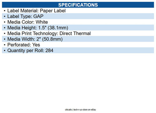 Zebra 10015767 Z-select 4000d Paper Labels Permanent Adhesive - 2" X 1.5" - 3/4"