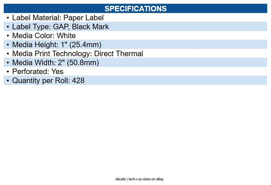 Zebra 10025486 8000D Lab 2"" Width x 1"" Length - Permanent Adhesive - Rectangle