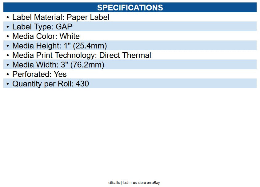 Zebra 10026369 Z-perform 1000d Uncoated Paper Labels White - 3" X 1" - Rectangle