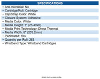 Zebra 10031289K Z-Band Medical Label 3/4" Width x 7 11/16" Length Direct Thermal