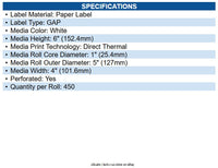 Zebra 10041911 Z-Essentials 500D Barcode Label 4" Width x 6" Length - Acrylic