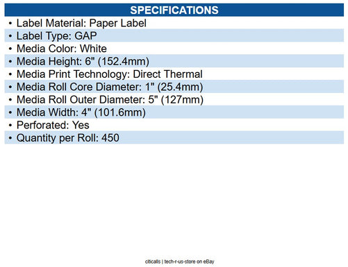 Zebra 10041911 Z-Essentials 500D Barcode Label 4" Width x 6" Length - Acrylic