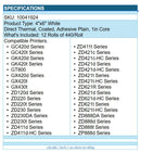 Zebra 10041924 12/Pk 4"x6" Direct Thermal Adhesive Label Paper White 440/Roll