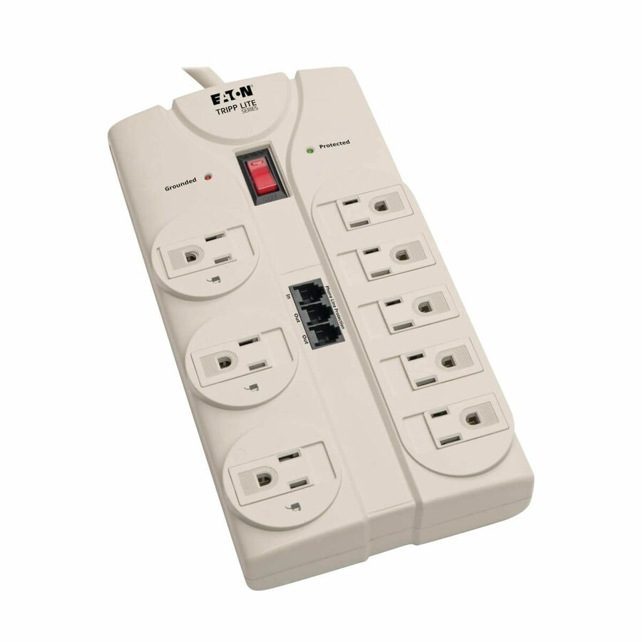 Eaton TLP808TEL 8-Outlet Computer Surge Protector w 8Ft Cord 2160 Joules Gray
