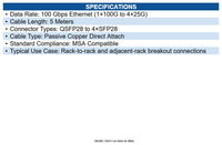 Extreme Networks 100G-DACP-QSFP4SFP5M 100G Passive DAC QSFP28 to 4xSFP28 5m