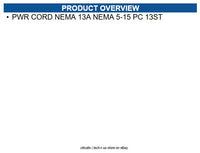 Extreme Networks 10138 PWR CORDNEMA13ANEMA 5-15PC13ST