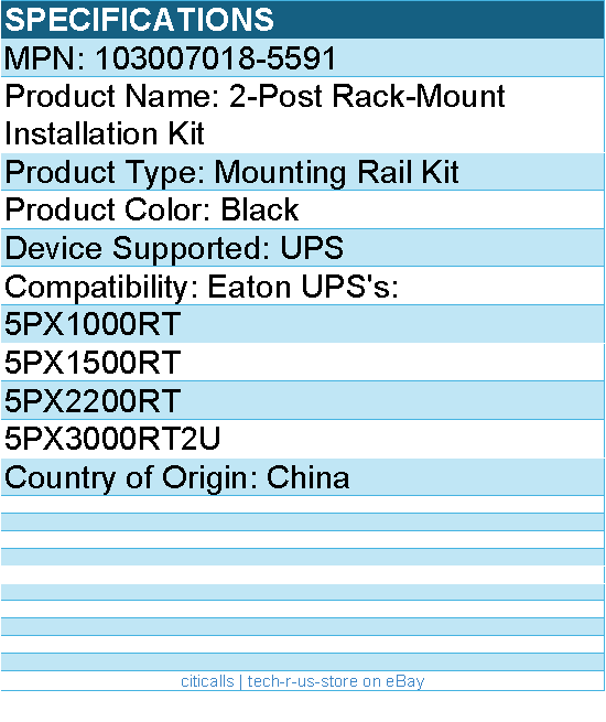 Eaton 103007018-5591 2-Post Rack-Mount Installation Kit for Select 2U 5PX G2 UPS