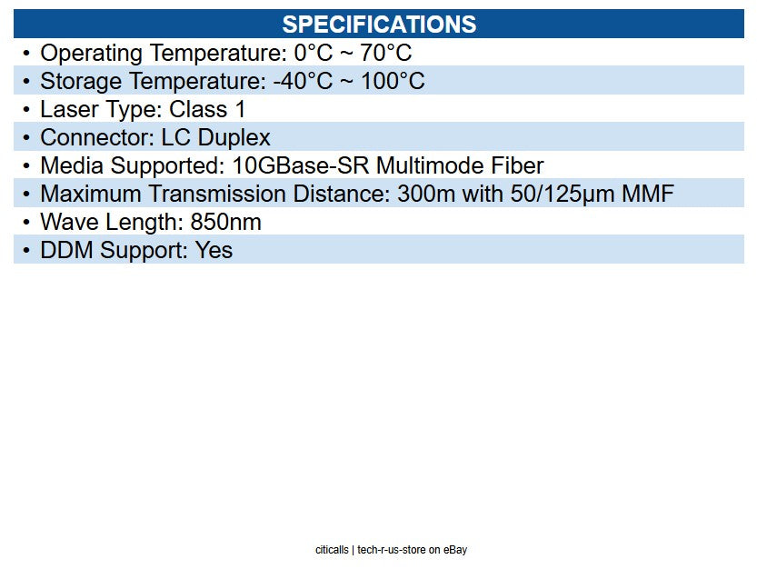 Extreme Networks 10301 Compatible 10GBASE-SR SFP+ 850nm MM LC 300m Transceiver