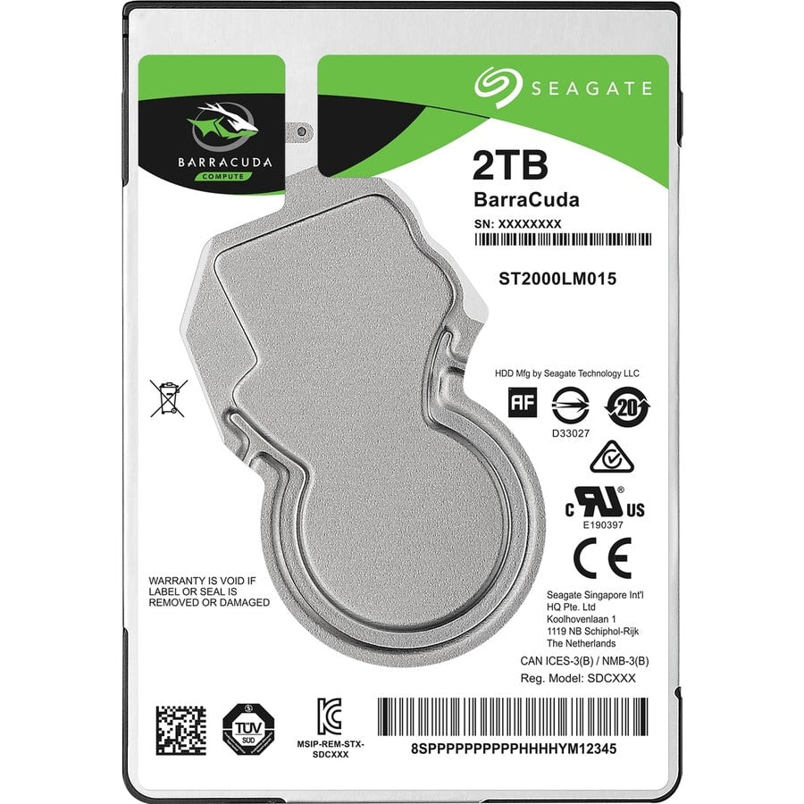 Seagate ST2000LM015 BarraCuda 2TB 2.5" Hard Drive SATA/600 HDD 5400rpm Bulk Pack