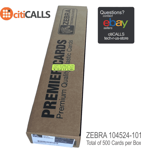 Zebra 104524-101 Premier+ ID Proximity White CR-80 Z5 30 Mil 500 Cards/Box