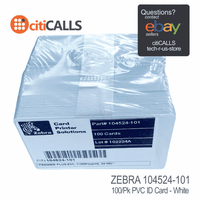 Zebra 104524-101 Premier+ ID Proximity White CR-80 Z5 30 Mil 500 Cards/Box