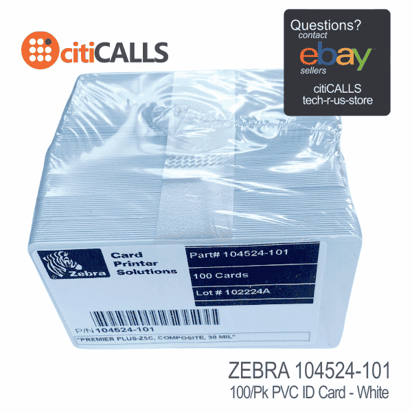 Zebra 104524-101 Premier+ ID Proximity White CR-80 Z5 30 Mil 500 Cards/Box