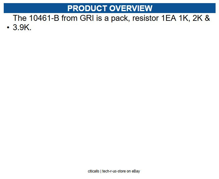 GRI 10461-B PACK, RES 1EA 1K, 2K,& 3.9K