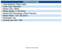 Epson 111196900 TM-L90 L90 Labels, 1.34" X 1.00", Black, 1000 Labels Per Roll