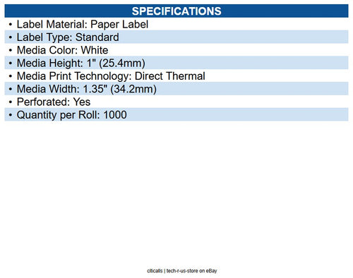Epson 111196900 TM-L90 L90 Labels, 1.34" X 1.00", Black, 1000 Labels Per Roll