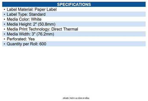 Epson 111198400 L90 Labels, 3.00" X 2.00", Black, 600 Labels Per Roll, 10 Rolls