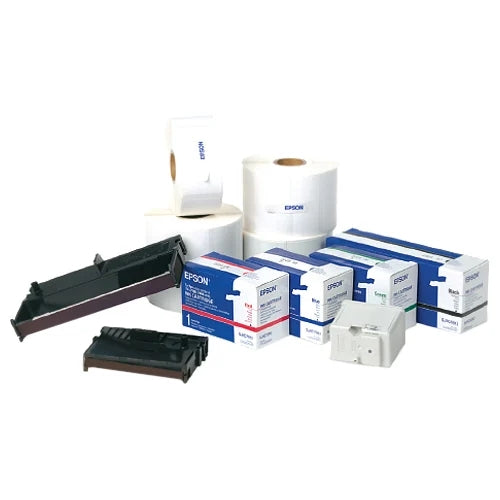 Epson 111198400 L90 Labels, 3.00" X 2.00", Black, 600 Labels Per Roll, 10 Rolls