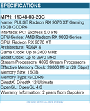 Sapphire 11348-03-20G Video Card -PULSE Radeon RX 9070 XT Gaming 16GB GDDR6