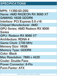 Sapphire 11350-03-20G Graphics Card - AMD RADEON RX 9060 XT GAMING 16GB GDDR6